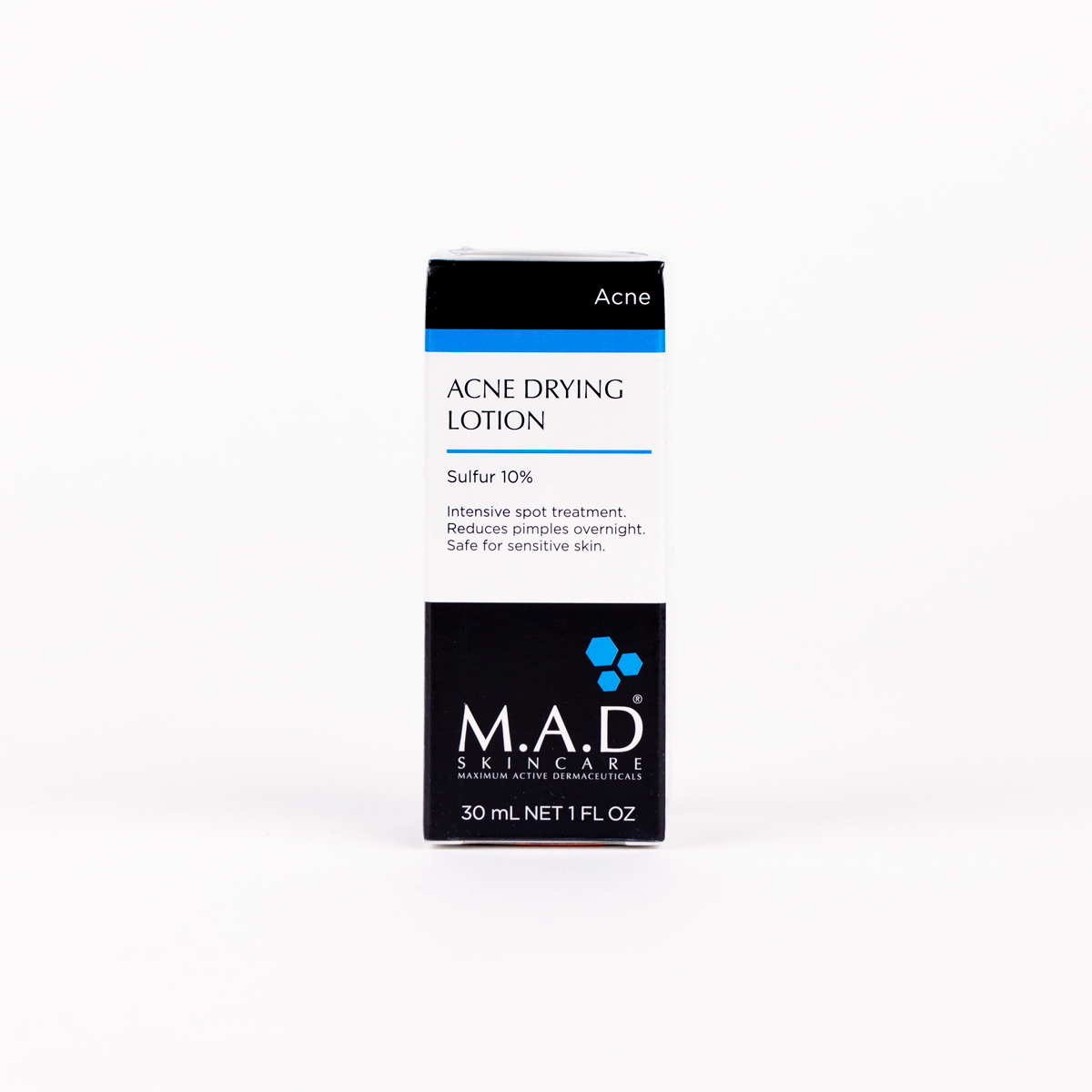 M.A.D. Acne Drying Lotion Sulfur 10%, tratamiento nocturno para reduci ...