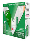 Vichy kit normaderm piel grasa limpieza anti-imperfecciones+ tratamiento double correction y protector solar.