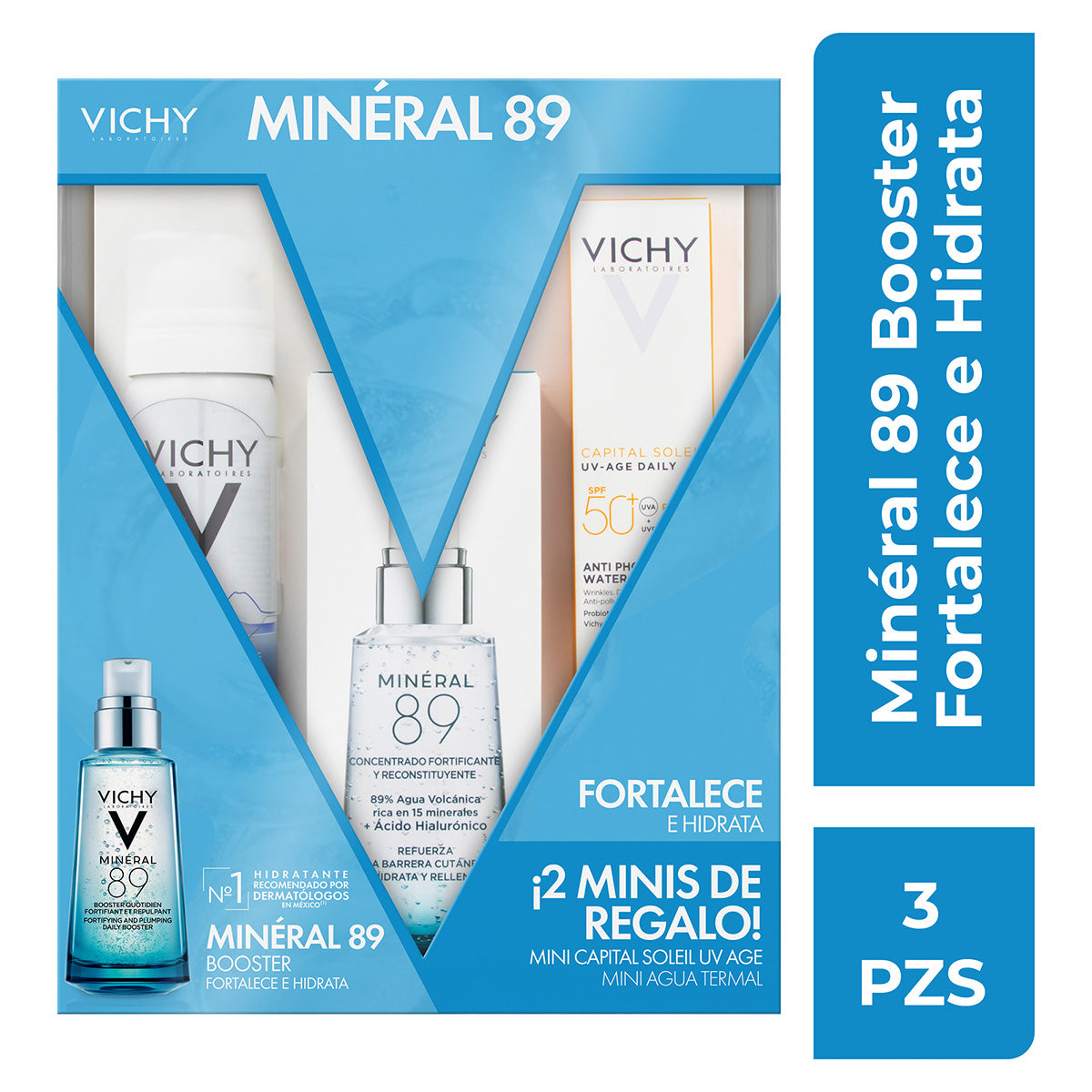 Kit- Mineral 89 50ml+Capital solei Uv Age Daily 15ml+Agua termal 50ml