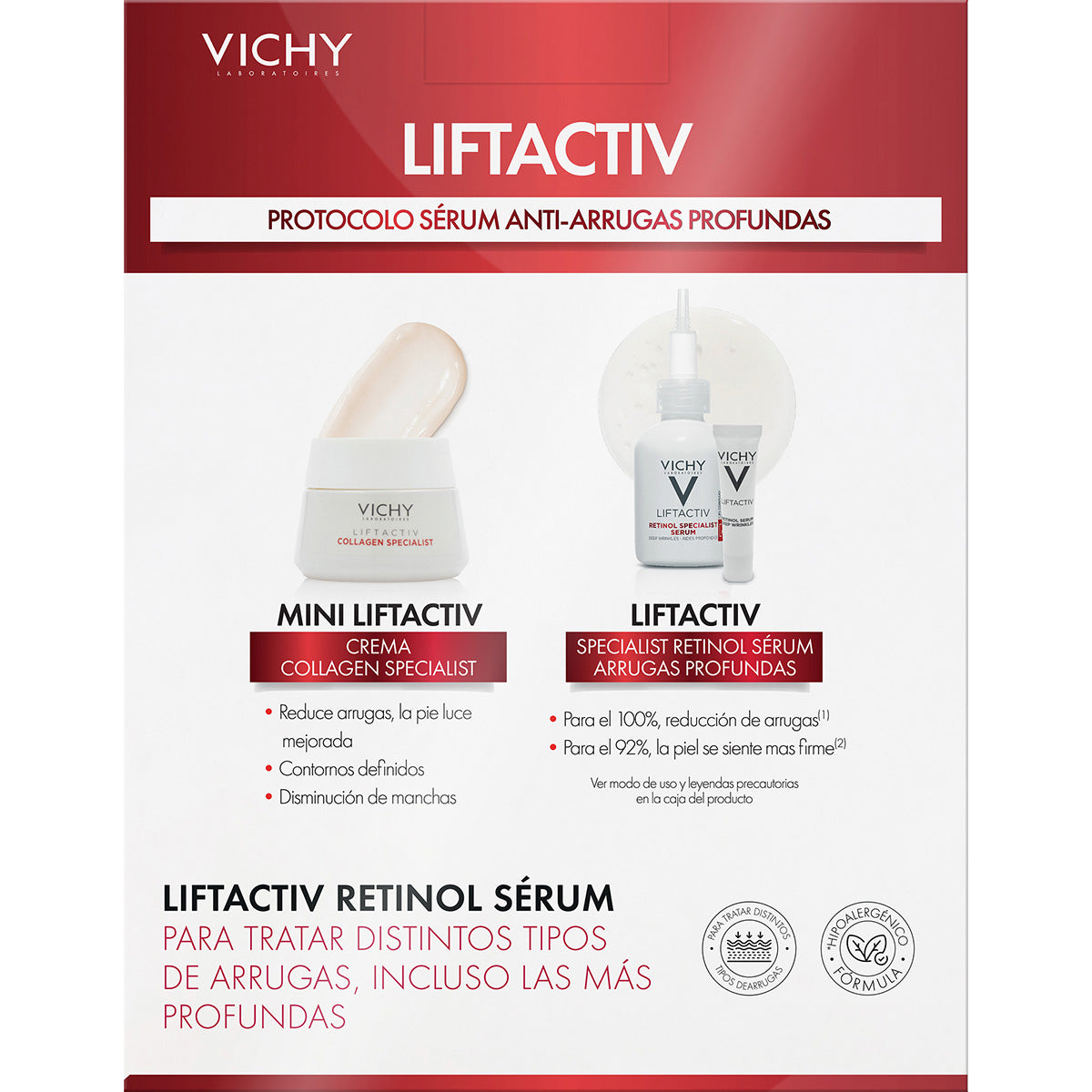 Kit-Liftactiv Retinol Serum Arrugas Profunda 30ml+Liftactic Cream Collagen.