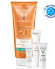 Vichy KIT-CAPITAL SOLEIL CREMA FPS50+ ROSTRO Y CUERPO 300ML+CAPITAL SOLEIL UV AGE DAILY 15ML+CAPITAL SOLEIL UV-CLEAR 3ML+CAPITAL SOLEIL UV-AGE DAILY TEINTE TINTED 3ML.