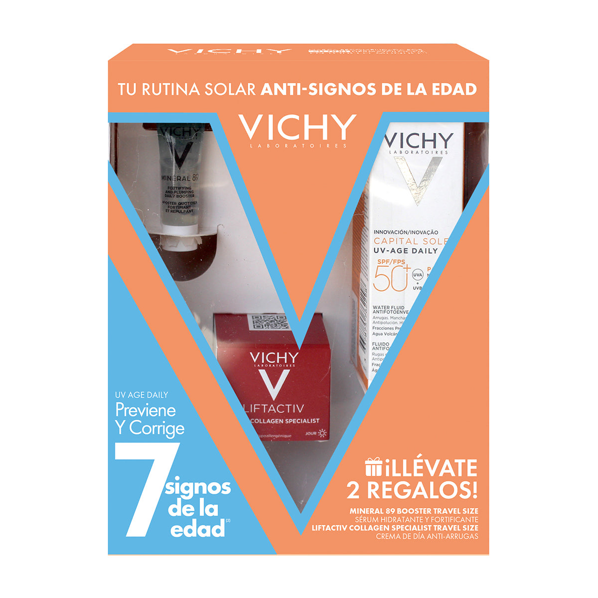 Kit-Capital Soleil UV Mune age daily SPF50+ 40ml + Liftactiv collagen specialist 15ml + Mineral 89 booster 3ml.