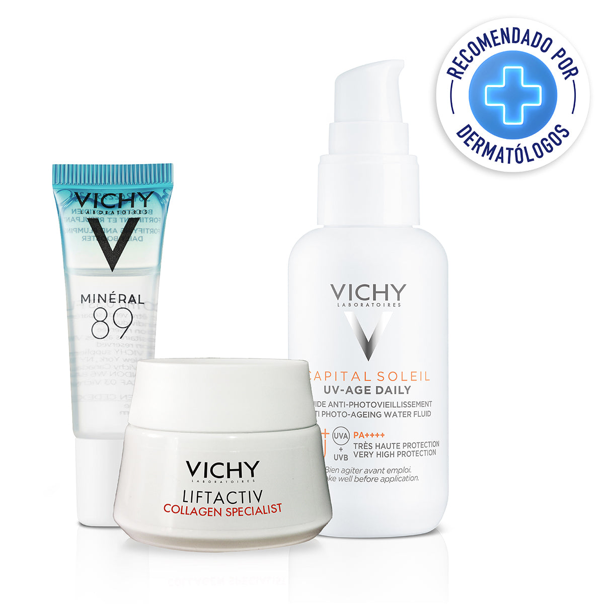 Kit-Capital Soleil UV Mune age daily SPF50+ 40ml + Liftactiv collagen specialist 15ml + Mineral 89 booster 3ml.