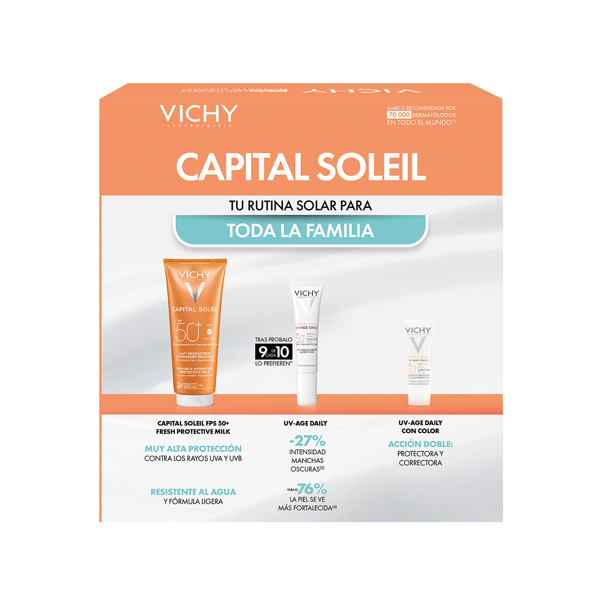 Kit-Capital Soleil 50+ lait 300ml + Capital soleil UV age daily 15ml + Capital soleil UV age daily c/c 3ml.