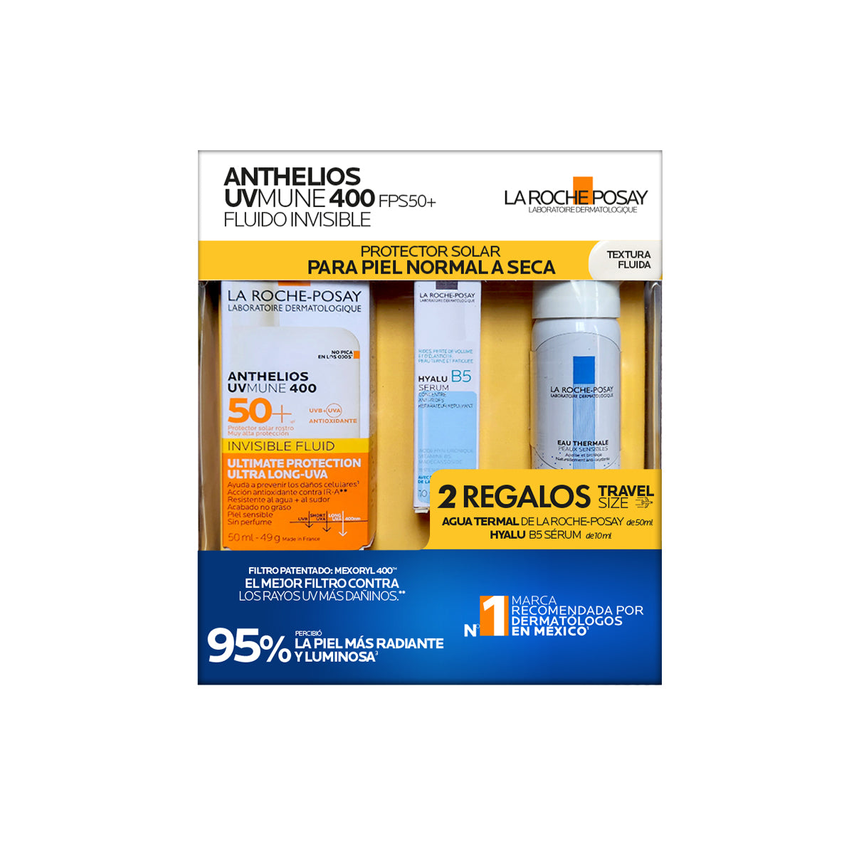 Kit-Anthelios UV Mune 400 50ml + Hyalu B5 Serum 10ml + Thermal spring water 50ml.